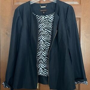 Dana Buchman Black Blazer with Zebra-Print Lining Sz M